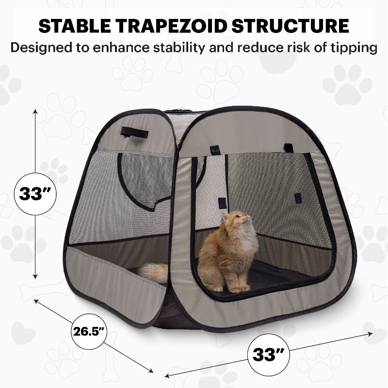 Size comparison for the stable anti tipping Trapezoidal Dog and Cat Playpen